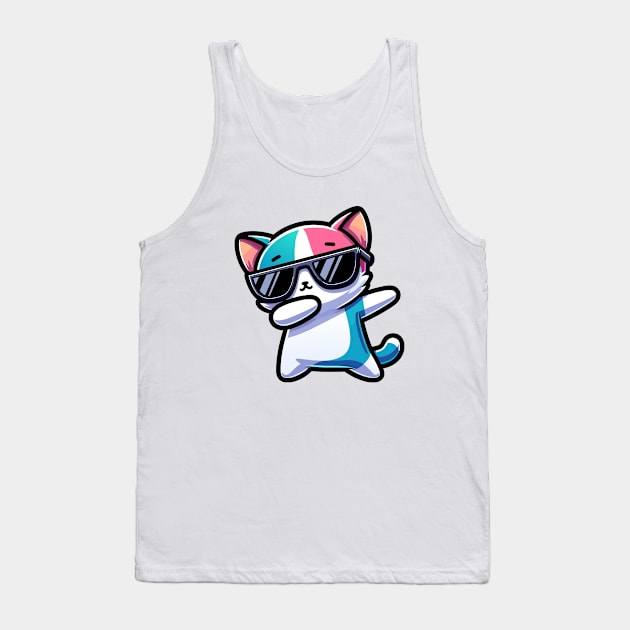 Cute Cat Dabbing Tank Top by Muslimory